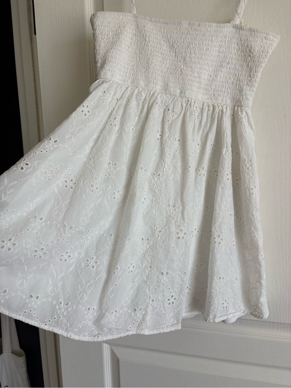White Eyelet Mini Dress with Tie Front - Picture 10 of 11